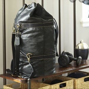 Pottery Barn Leather Utility Duffle Backpack Bag